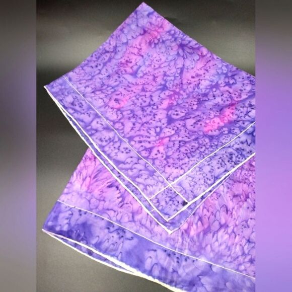 Vintage  💯 Silk Scarf Rolled Hem Tie Dye - Picture 3 of 14